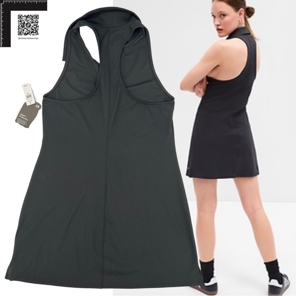 GapFit (Medium - NWT) Black Studio Polo T-back Dress with Johnny Collar #626374 - Picture 2 of 10